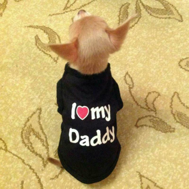 I Love My Daddy Printed Small Dogs Vest T-Shirt Cotton Sleeveless Tank Top Pet Apparel Dog Clothes