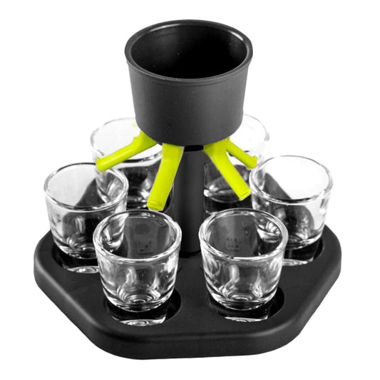 1pc, 6 Shot Glass Dispenser And Holder, Multiple Shot Dispenser With 6 Drinking Glasses, Dispenser For Filling Liquids Liquor Cocktail Dispenser For Outdoor Party And Bar, Party Supplies, Bar Supplies