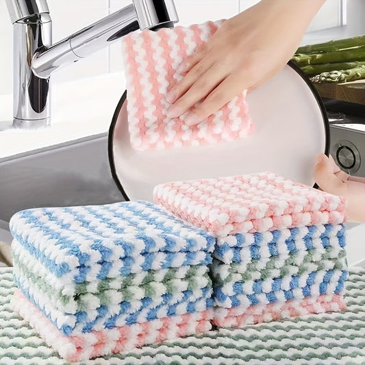 10 Pcs/set The Kitchen Rag Is Free Of Oil, Super Strong Washing Water, Thickened Towel, And The Color Is Delivered Randomly