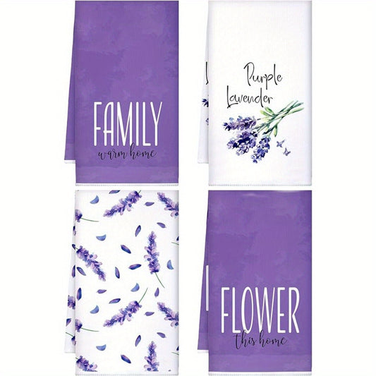 1/2/4pcs, Purple Hand Towels, Purple Lavender Kitchen Towel, Decorative Dishcloth, Tea Towel For Holiday, Kitchen Supplies, Room Decor