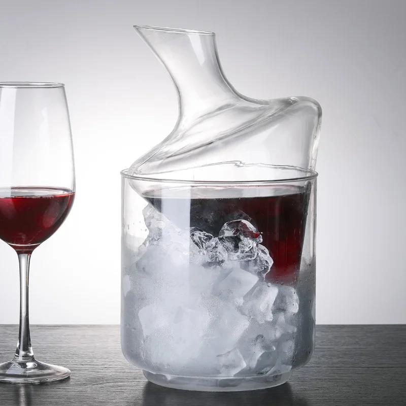 1pc, Wine Decanter, Cone-shape Glass Ice Bucket, Red Wine Decanter, Hand Blown Invert Wine Dispenser, Wine Container, Whiskey Decanter, Bar Tool