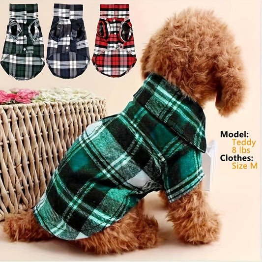 Small Dog And Cat Puppy Plaid Shirt, Suitable For Yorshire Terrier, Chihuahua，Miniature Poodle