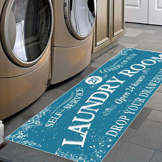 Laundry Mat, Laundry Room Anti-skid, Waterproof, Durable, Simple Retro Pattern Laundry Mat, Kitchen Floor Mat, Bathroom Laundry Room Decoration Accessories