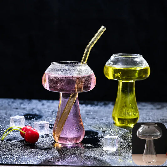 1Pc Cute Mushroom Cocktail Glass 260ml Cup For Drinks Beer Creative Clear Wine Glasses Coffee Cups Drinkware Bar Shot Glasses