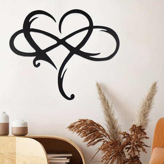 1pc 15.8inch X 13.8inch Infinity Heart Metal Wall Decoration Art Eternal Love Infinite Heart-shaped Wall Decoration, Unique Infinite Heart-shaped Bedroom Decoration Love Logo Plaque Steel Art Geometry Hollow Wedding Decoration