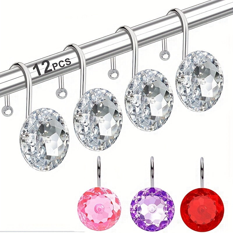 1pc Sparkling Rhinestone-Shaped Acrylic Shower Curtain Hook - Easy to Install and Stick to Any Surface, Perfect for Bathroom Decor and Organization