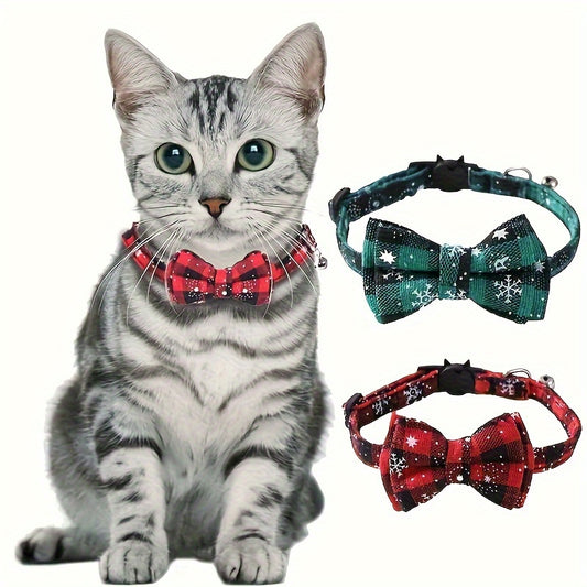 Cute Pet Necklace Plaid Pet Collars  Bowtie Dog Collar