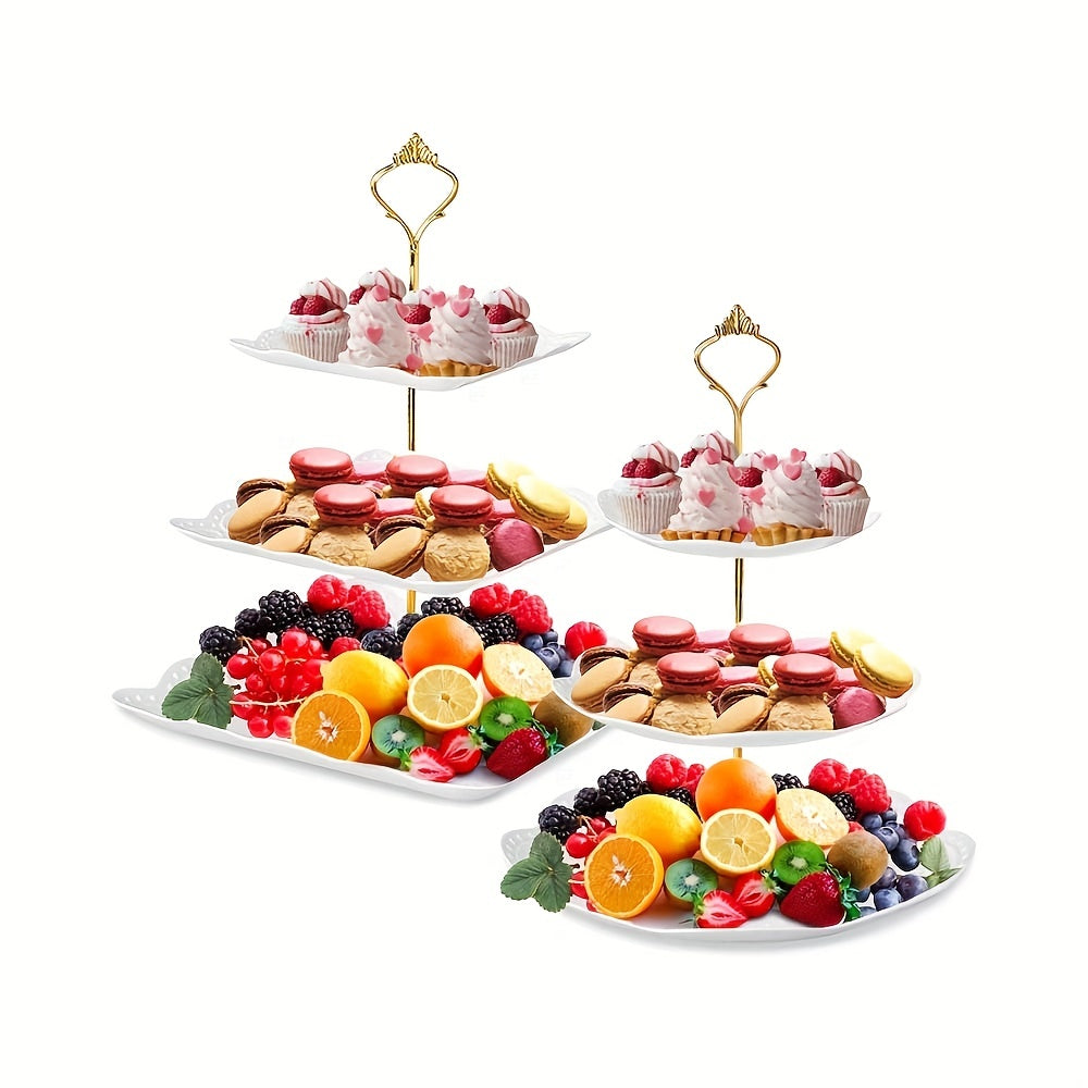 1 Set, 3-Tier Cake Tray And Stand - Perfect For Weddings, Parties, And Kitchen Use - Durable Cupcake Display Stand For Dried Fruit And Wedding Cakes