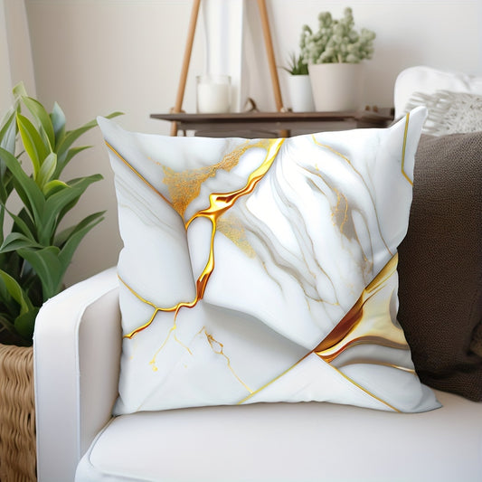 1pc Marble Textured Throw Pillowcase, Bedding Throw Pillow Cover For Living Room Bedroom Sofa, No Pillow Insert, 17.71*17.71in