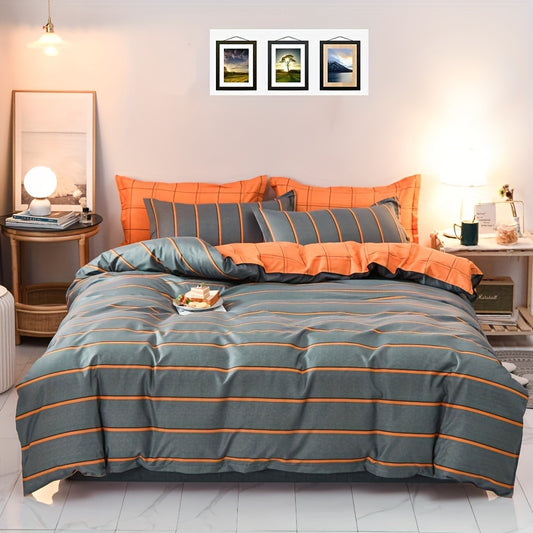 2/3pcs Duvet Cover Set, Striped Bedding Set, Soft Skin-friendly Duvet Cover, For Bedroom, Guest Room (1*Duvet Cover + 1/2*Pillowcase, Without Core)