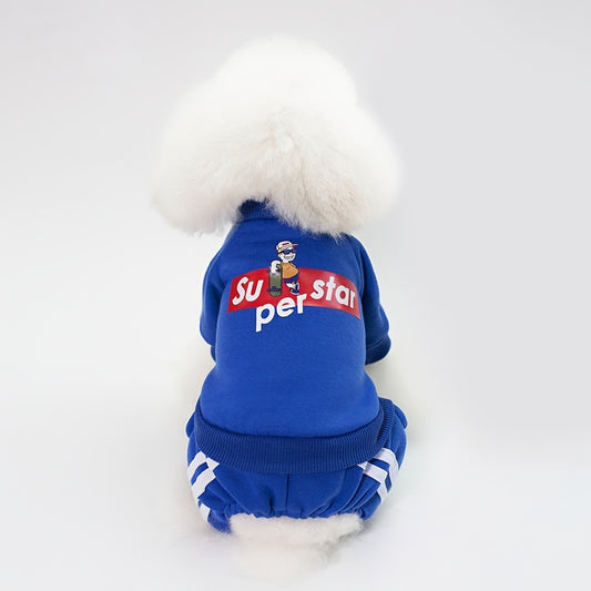 Winter Warm Pet Apparel Jumpsuit, Printed Dog Clothes Sweater, Small Medium Cats & Dogs Costume