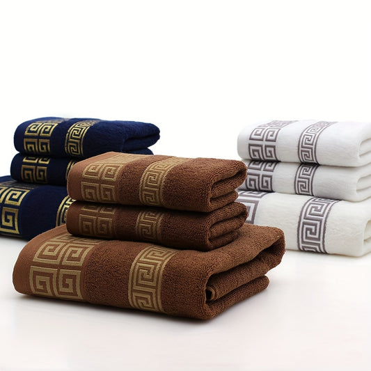 1/3pcs Cotton Hand Towel Bath Towel, Super Absorbent Towel Set, Soft Greek Style Towel, Used For Blow Drying Hair, Wiping Water, Car Cleaning, Sports, Travel, And Other Multi-purpose, Machine Washable Towel Set