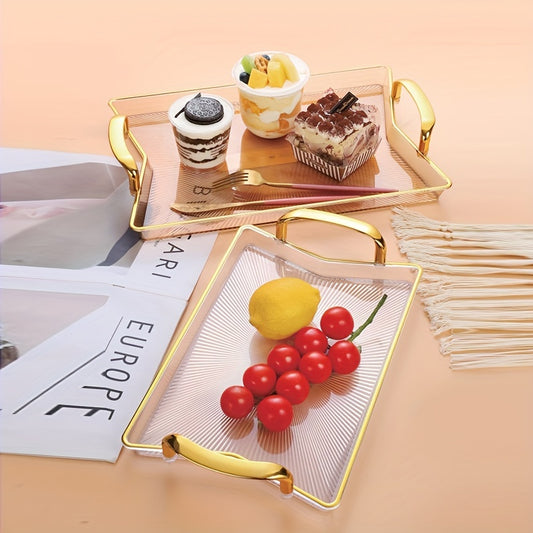 3pcs Plastic Fruit Tray, Candy Tray, Decorative Tray, Cosmetics Organization, Acrylic Rectangle Decorative Storage Tray, For Home Restaurant Hotel Wedding Party, Party Supplies, Table Decors, Room Decors